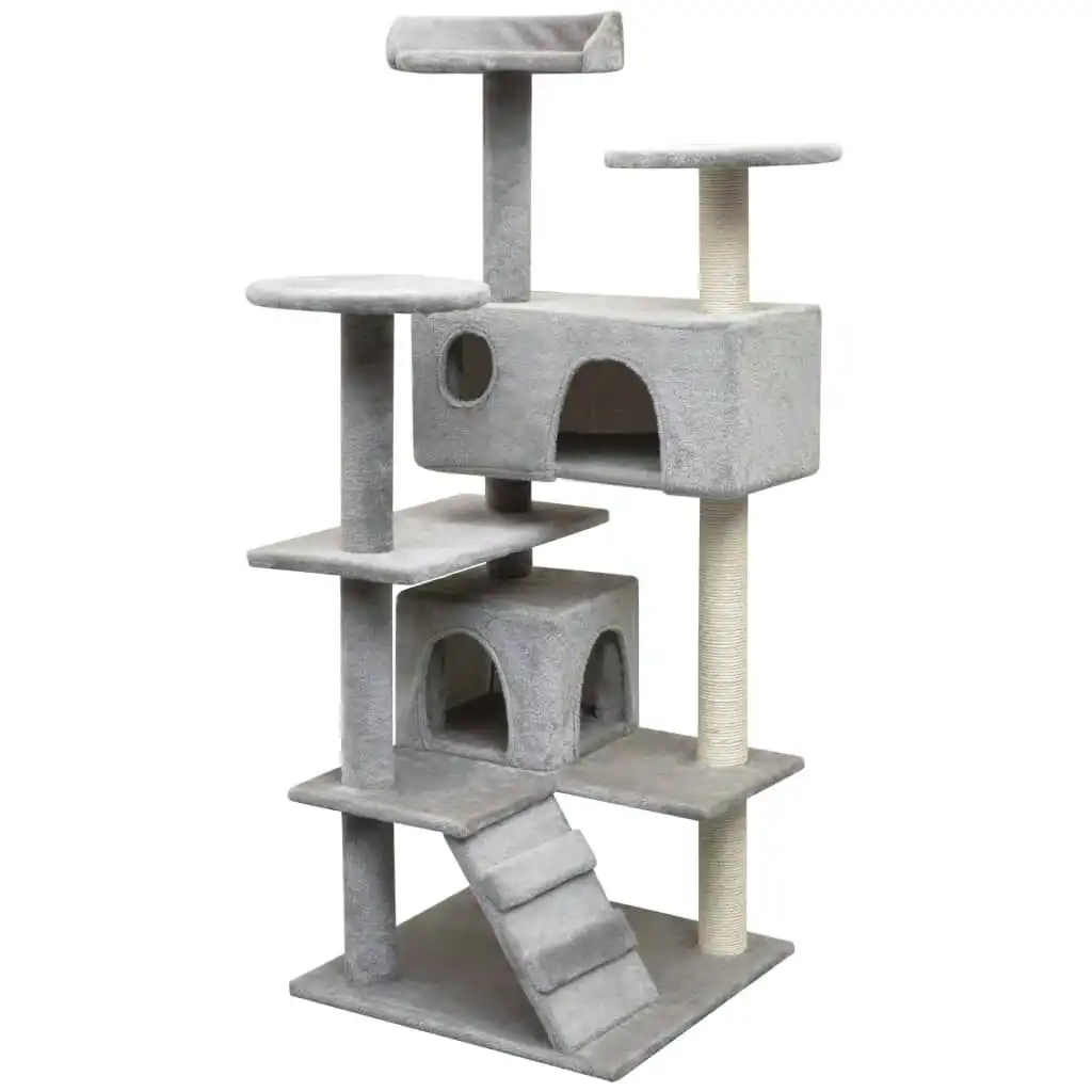 Cat Tree with Sisal Scratching Posts 125 cm Grey 170475