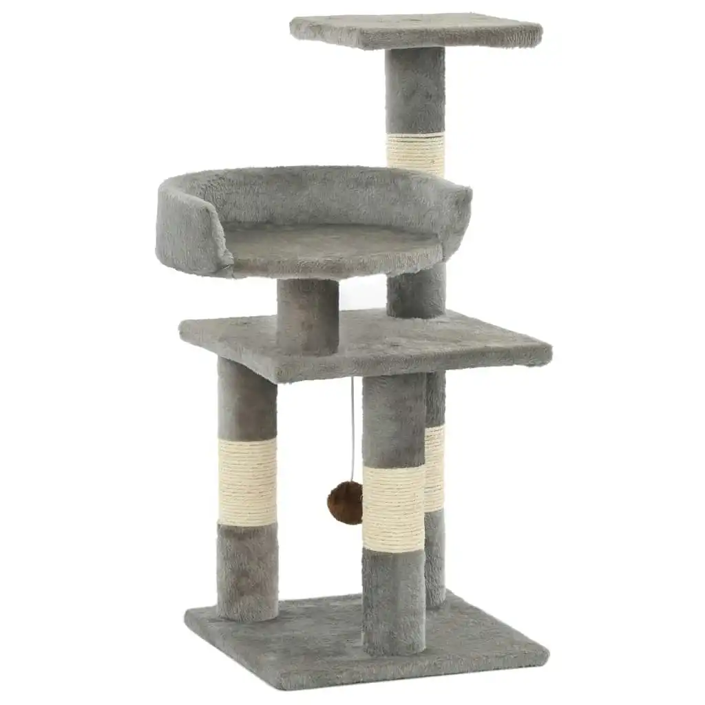 Cat Tree with Sisal Scratching Posts 65 cm Grey 170607