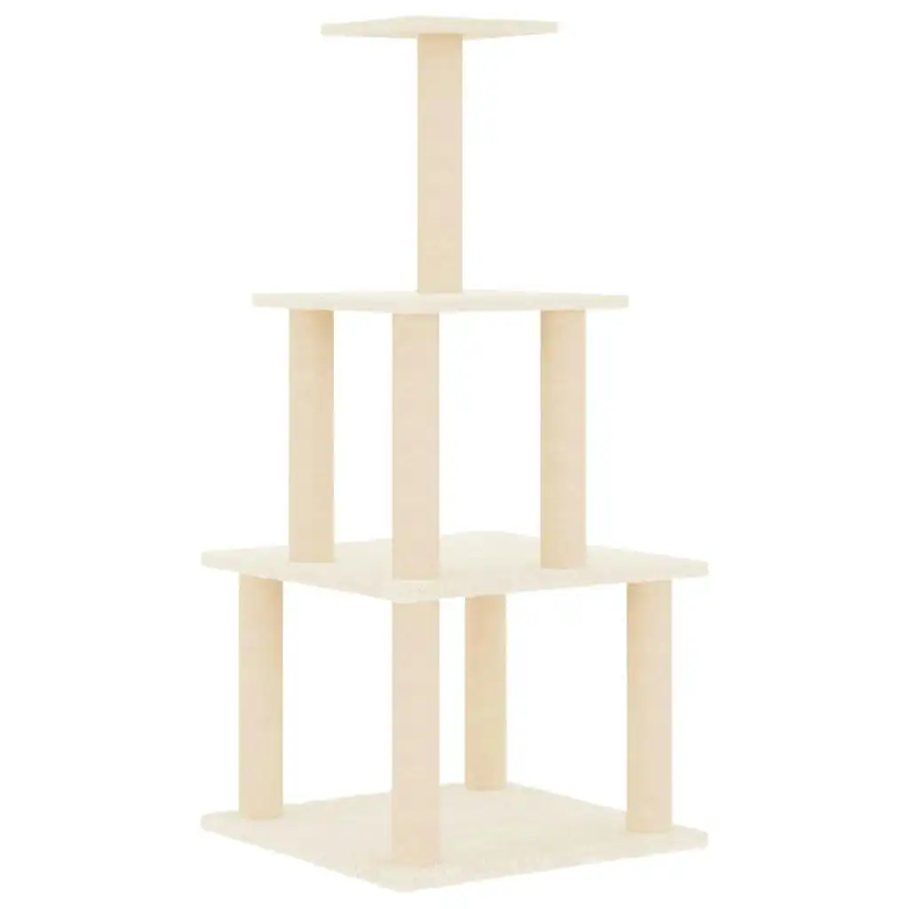 Cat Tree with Sisal Scratching Posts Cream 111 cm 171732