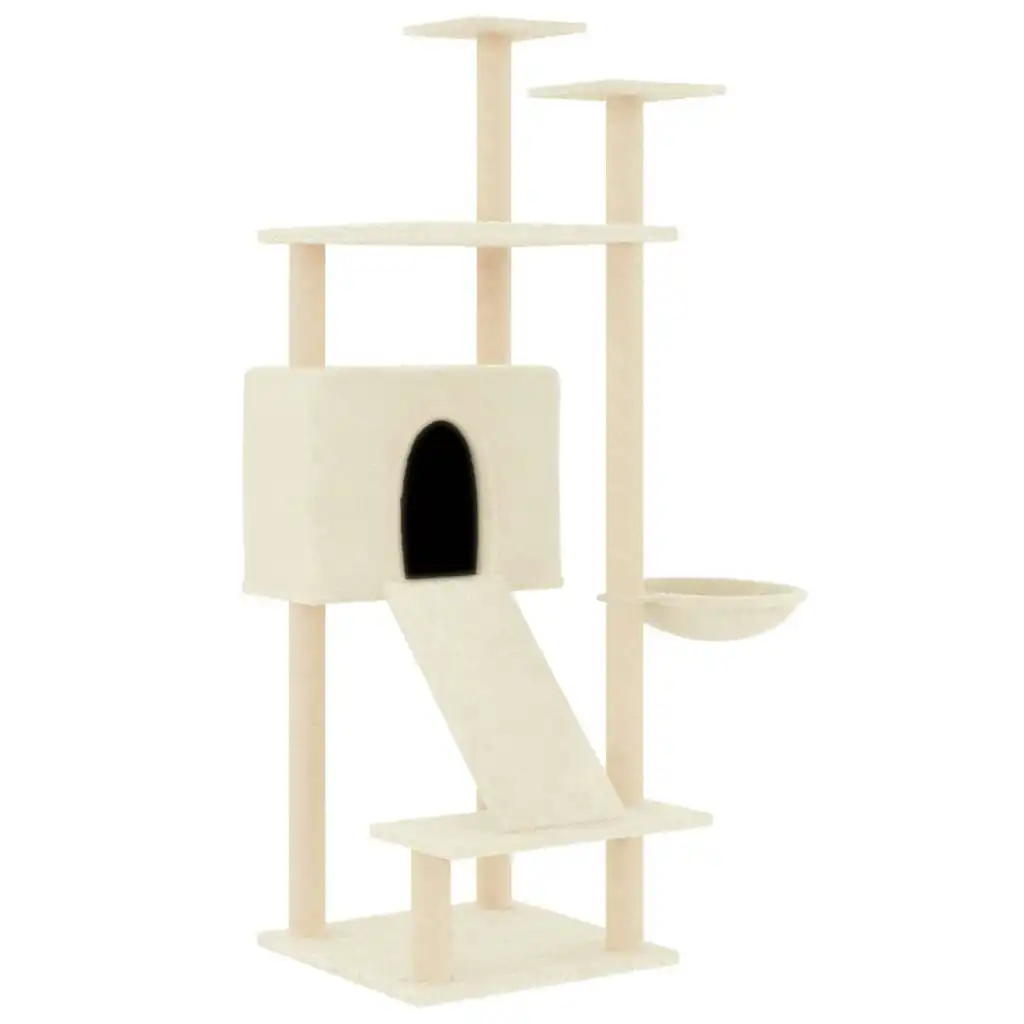 Cat Tree with Sisal Scratching Posts Cream 153 cm 171750