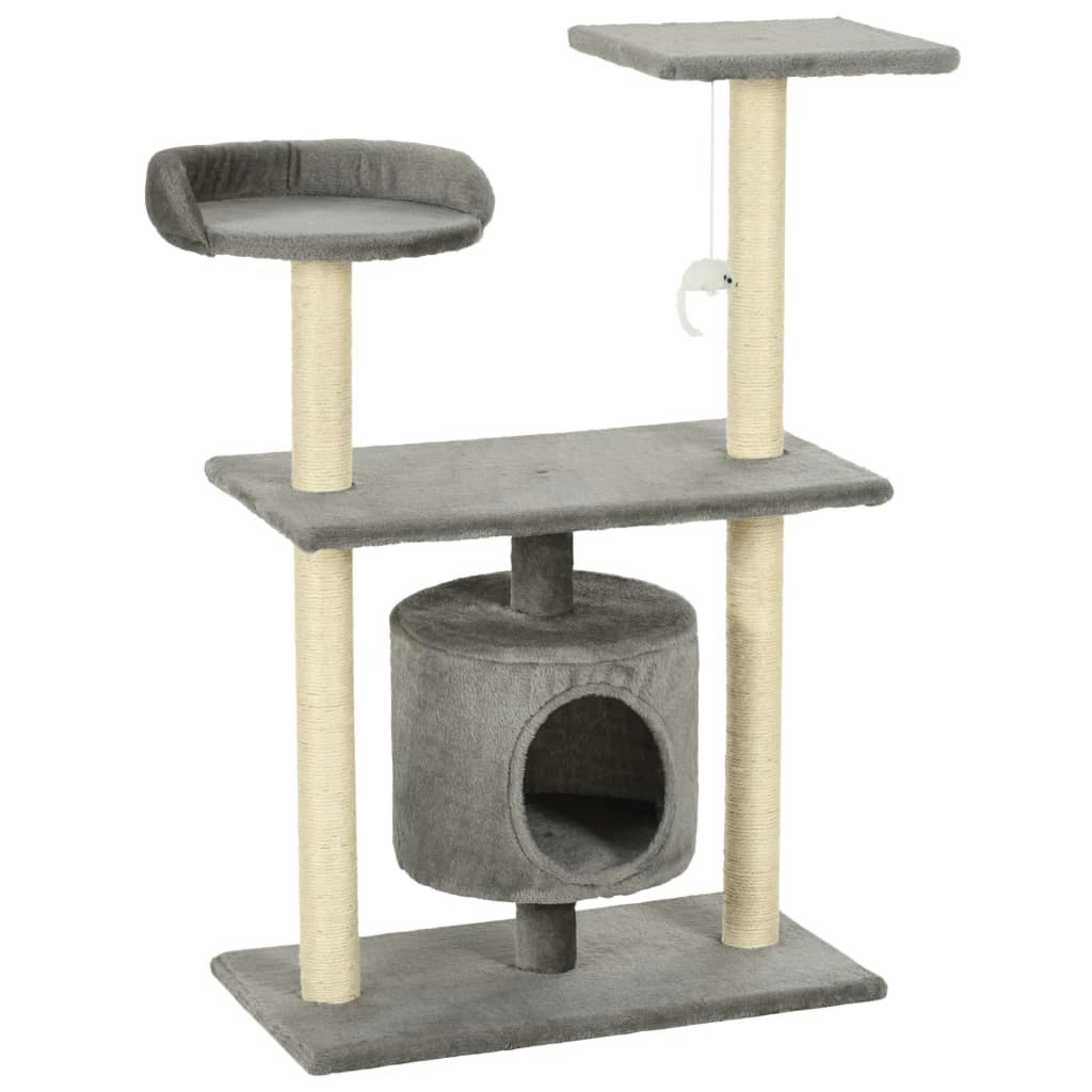 Cat Tree with Sisal Scratching Posts 95 cm Grey 170512