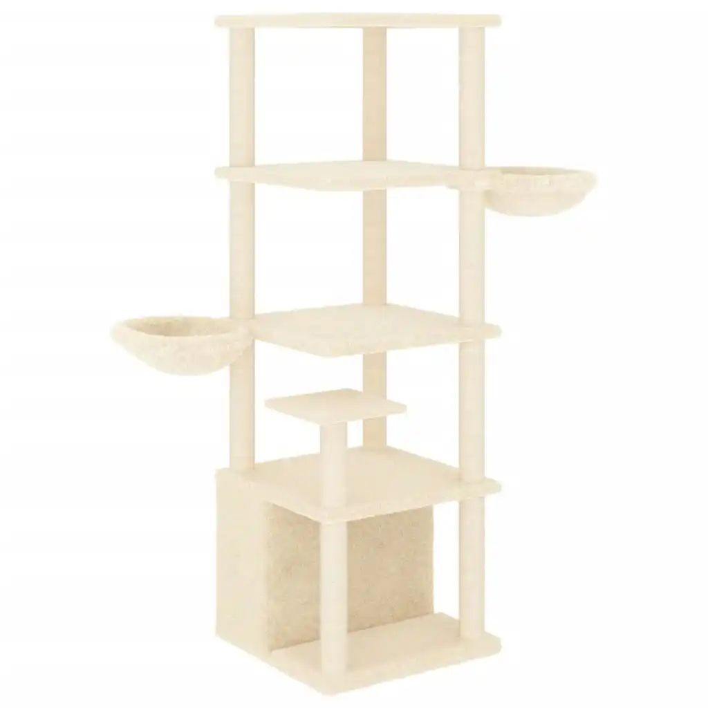 Cat Tree with Sisal Scratching Posts Cream 147 cm 171780