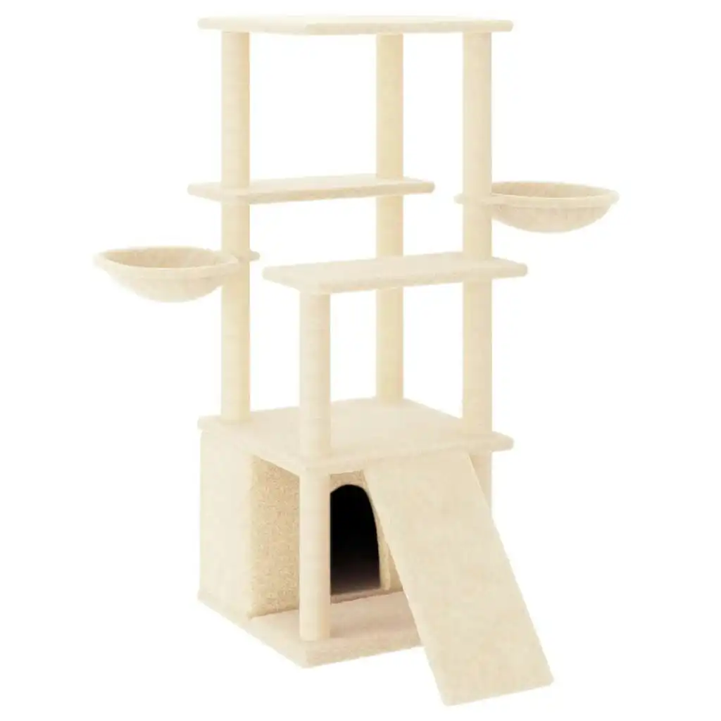 Cat Tree with Sisal Scratching Posts Cream 133 cm 171756