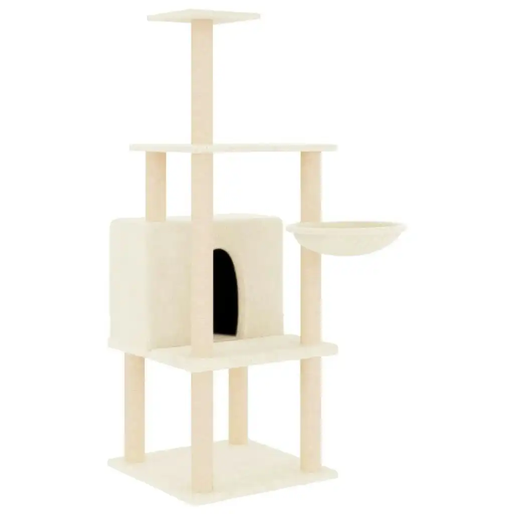 Cat Tree with Sisal Scratching Posts Cream 132 cm 171726