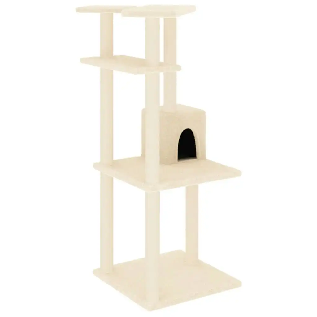 Cat Tree with Sisal Scratching Posts Cream 123 cm 171783