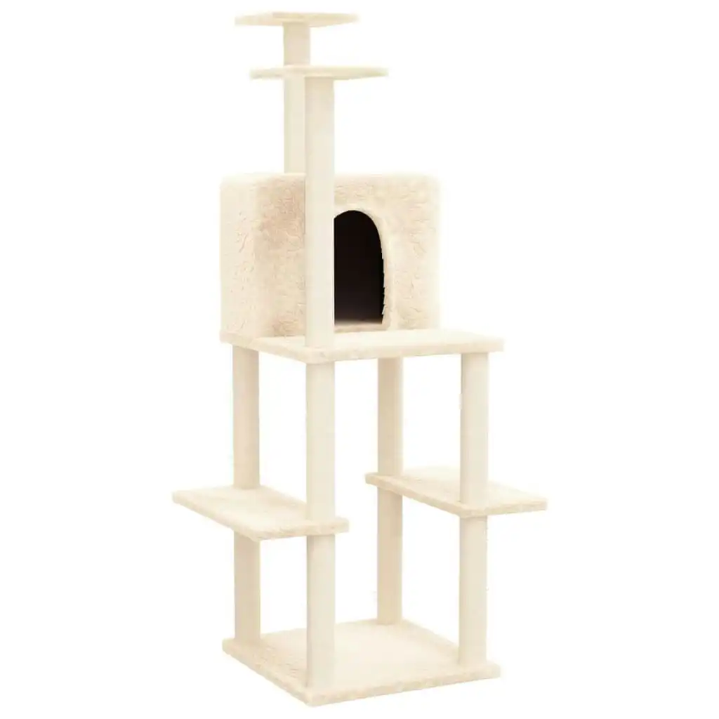 Cat Tree with Sisal Scratching Posts Cream 144.5 cm 171630