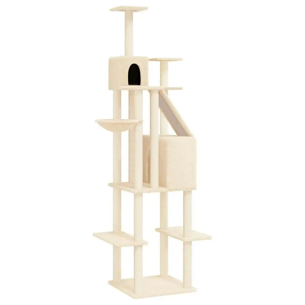 Cat Tree with Sisal Scratching Posts Cream 201 cm 171642