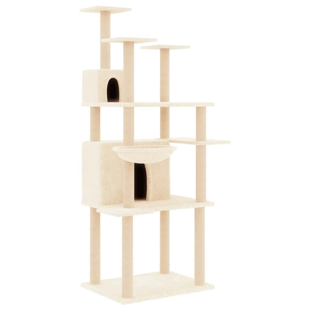 Cat Tree with Sisal Scratching Posts Cream 166 cm 171723