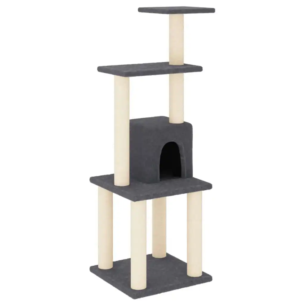 Cat Tree with Sisal Scratching Posts Dark Grey 105 cm 171468