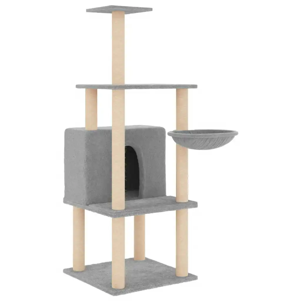 Cat Tree with Sisal Scratching Posts Light Grey 132 cm 171727