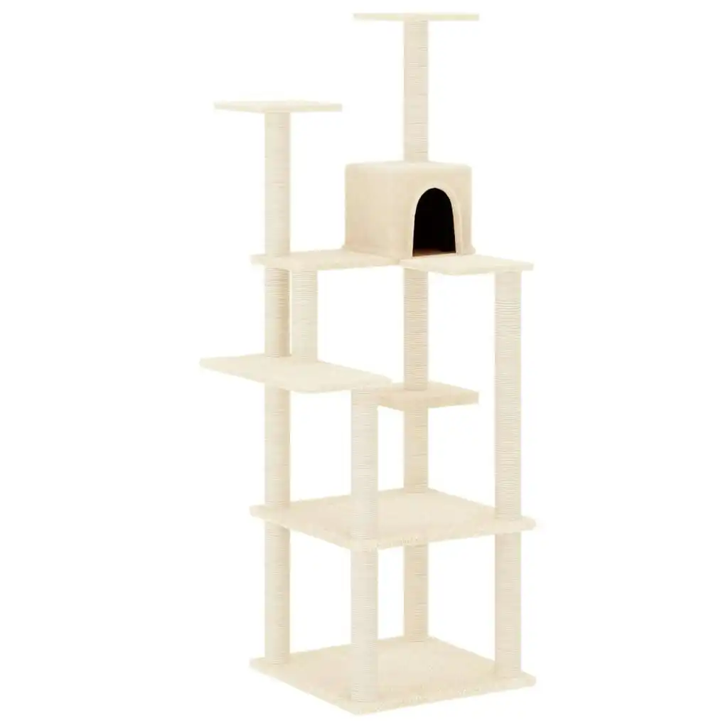 Cat Tree with Sisal Scratching Posts Cream 153 cm 171636