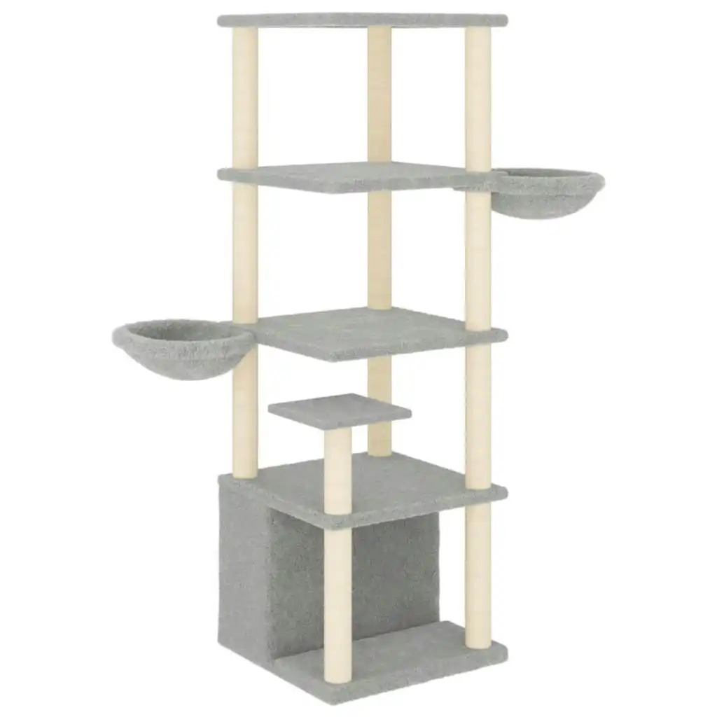 Cat Tree with Sisal Scratching Posts Light Grey 147 cm 171781