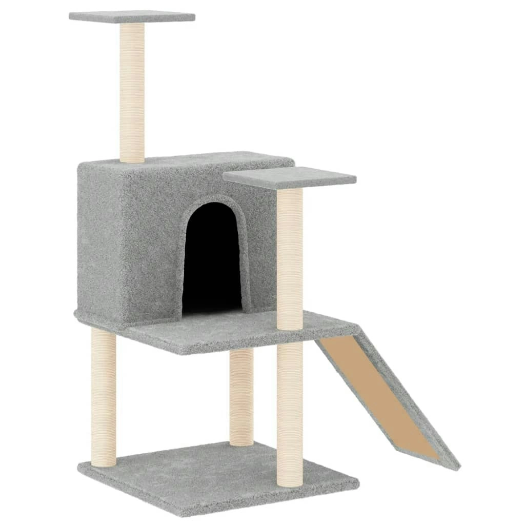 Cat Tree with Sisal Scratching Posts Light Grey 109 cm 171670