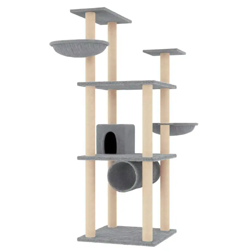 Cat Tree with Sisal Scratching Posts Light Grey 141 cm 171748