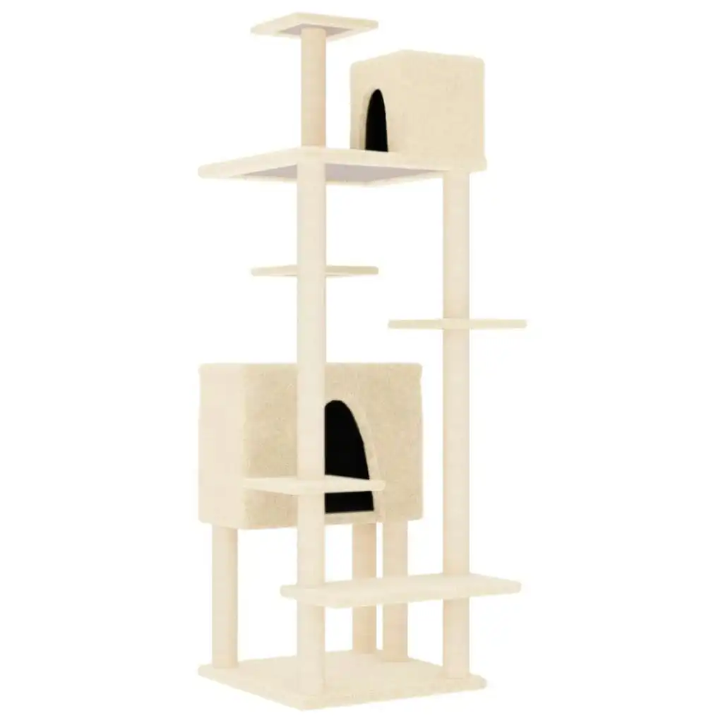 Cat Tree with Sisal Scratching Posts Cream 154 cm 171771