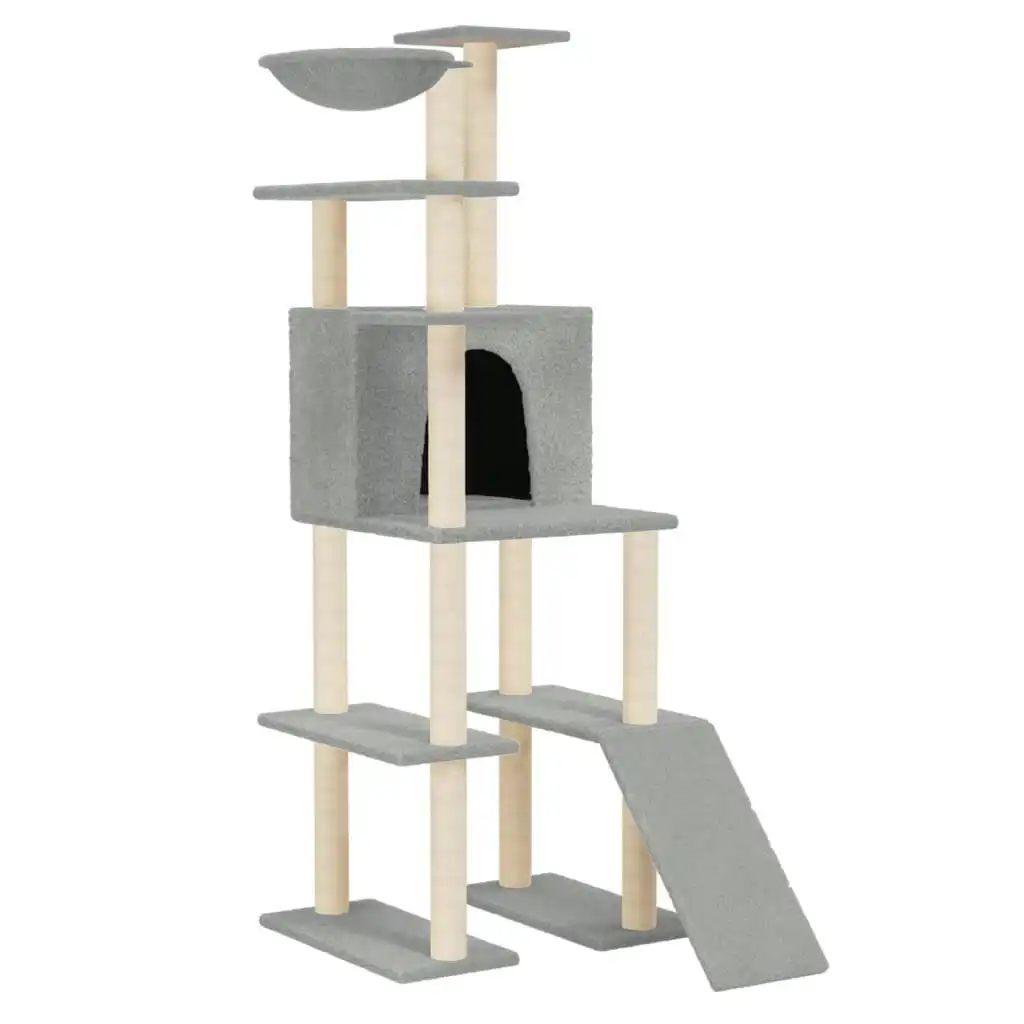 Cat Tree with Sisal Scratching Posts Light Grey 166 cm 171682