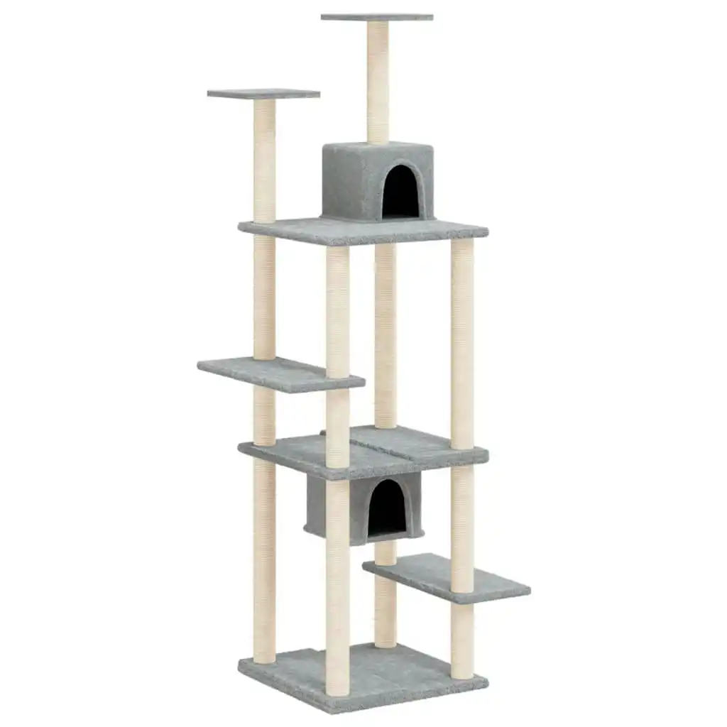 Cat Tree with Sisal Scratching Posts Light Grey 176 cm 171688