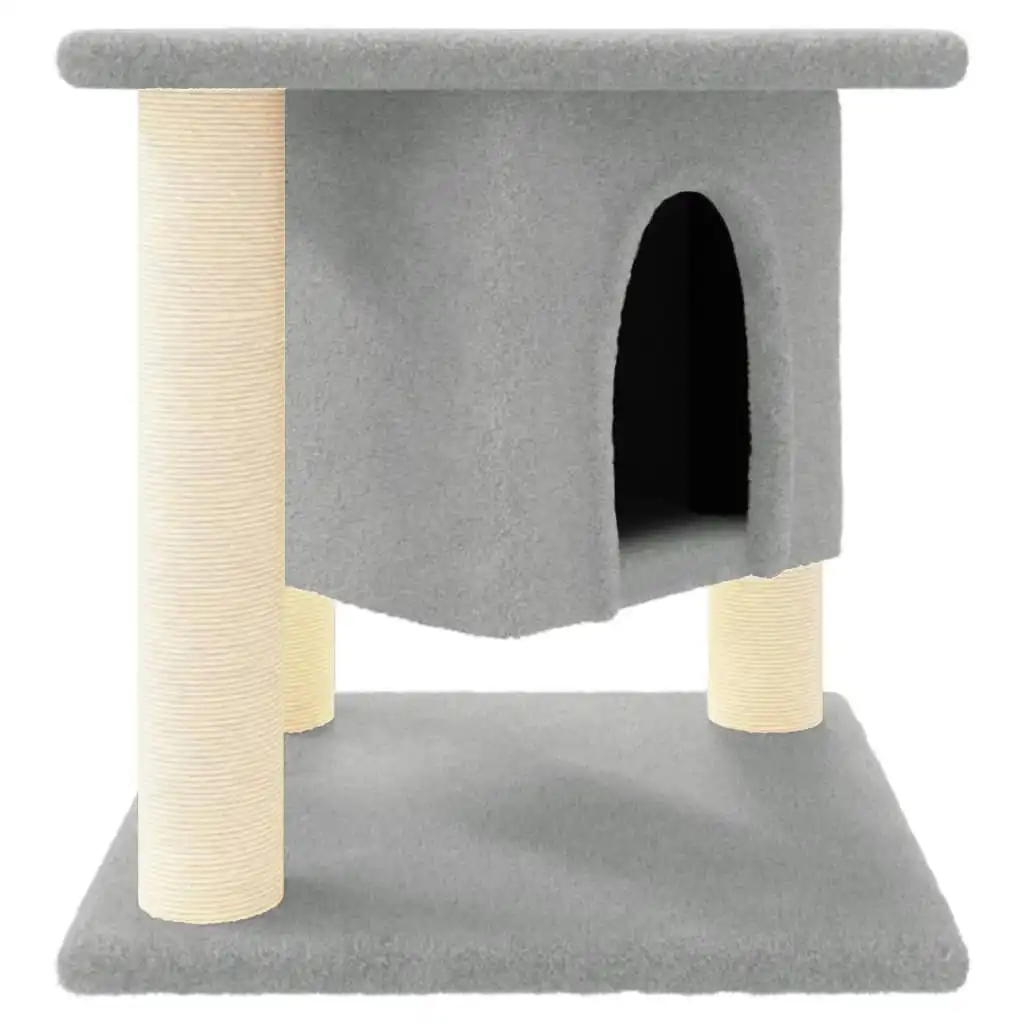 Cat Tree with Sisal Scratching Posts Light Grey 37 cm 171655