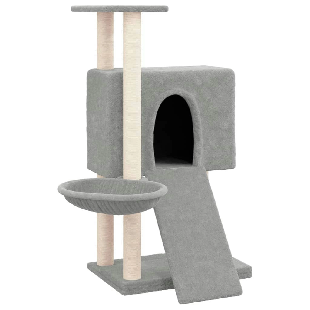 Cat Tree with Sisal Scratching Posts Light Grey 96 cm 171646