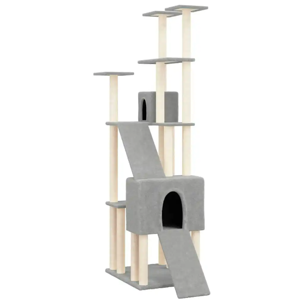 Cat Tree with Sisal Scratching Posts Light Grey 190 cm 171649