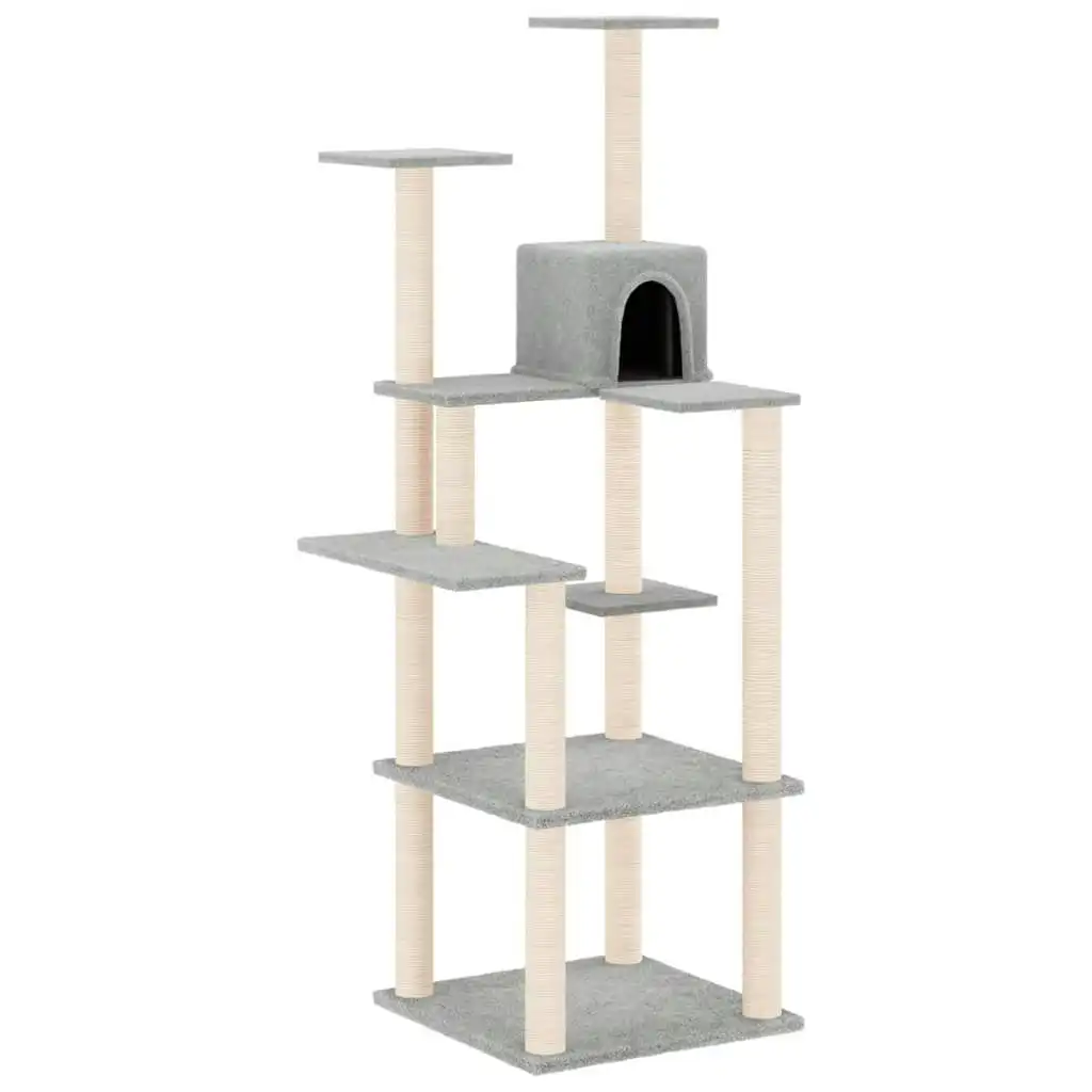 Cat Tree with Sisal Scratching Posts Light Grey 153 cm 171637