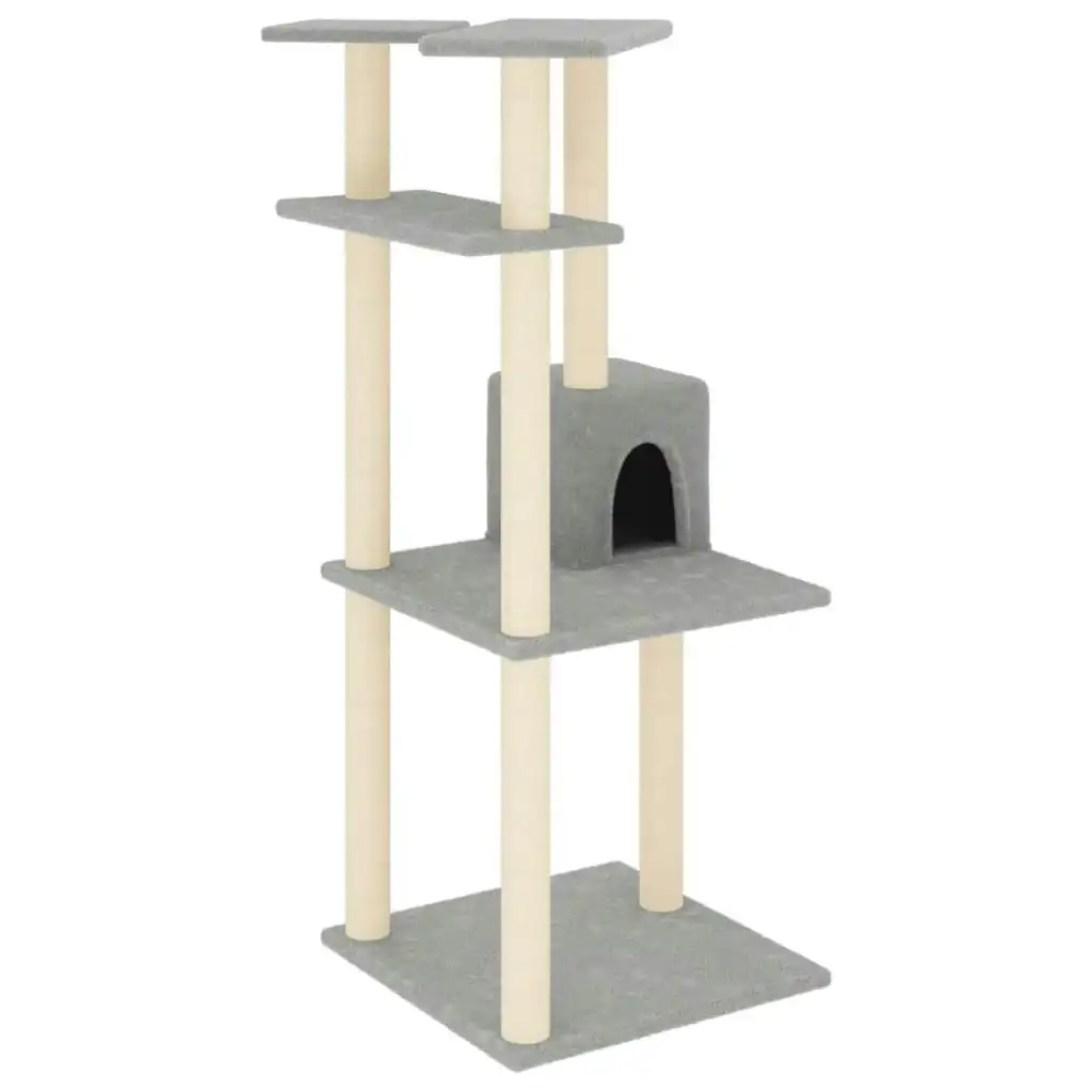 Cat Tree with Sisal Scratching Posts Light Grey 123 cm 171784