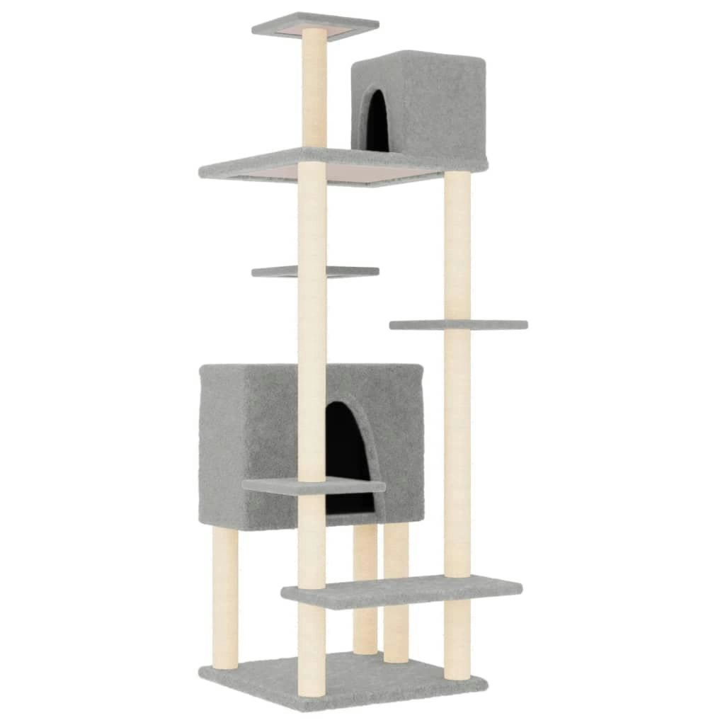 Cat Tree with Sisal Scratching Posts Light Grey 154 cm 171772