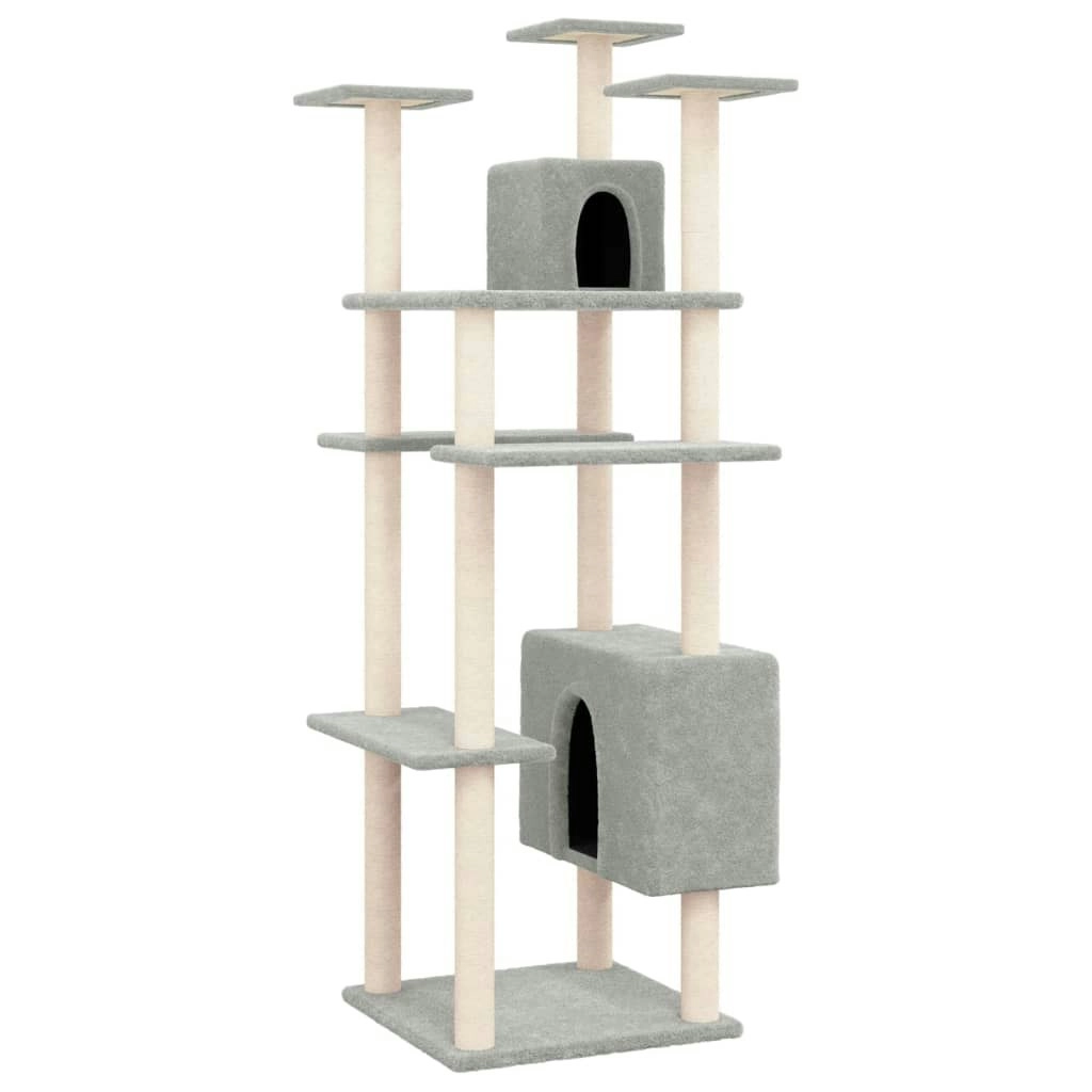 Cat Tree with Sisal Scratching Posts Light Grey 162 cm 171634