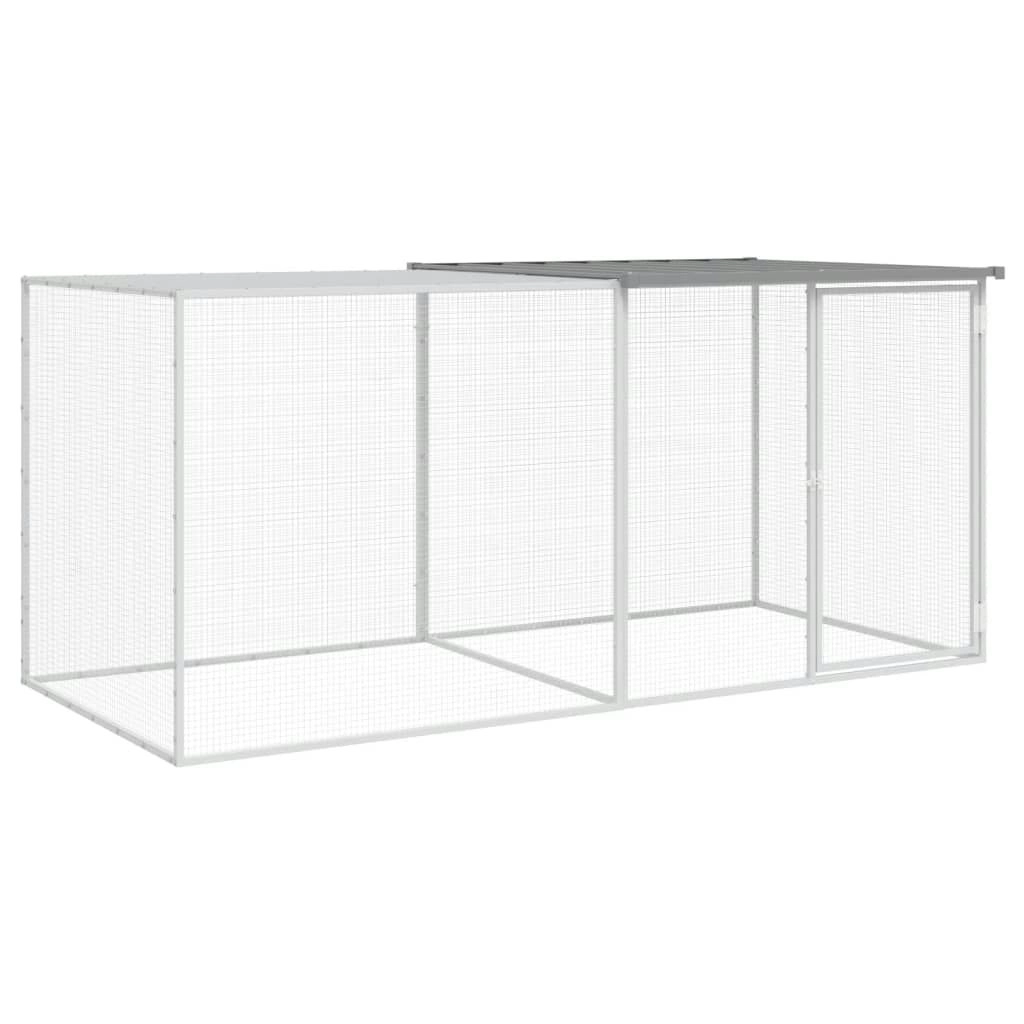 Chicken Cage with Roof Light Grey 203x98x90 cm Galvanised Steel 3189044