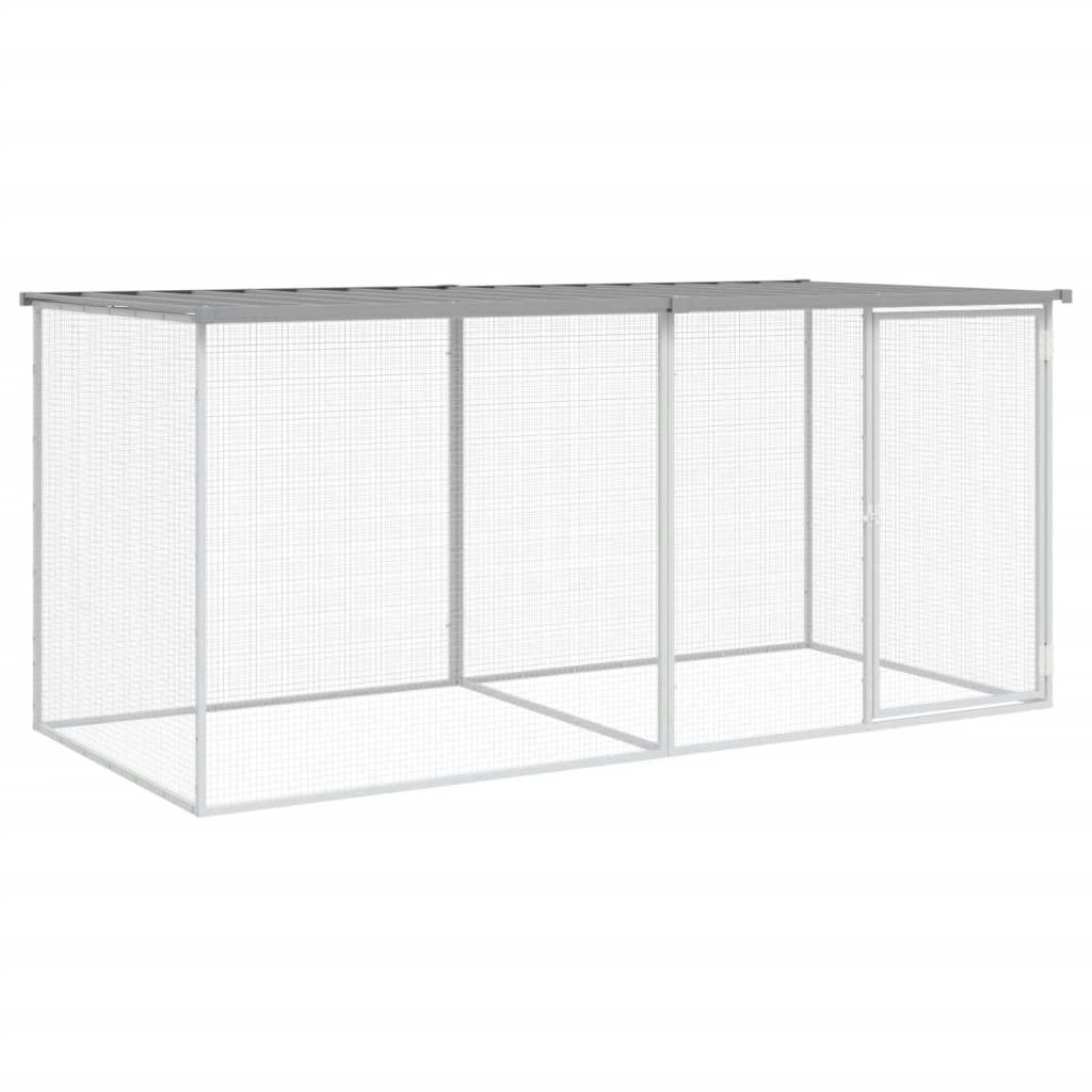 Chicken Cage with Roof Light Grey 203x98x90 cm Galvanised Steel 3189054