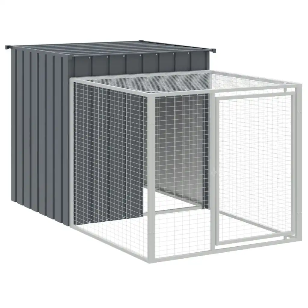 Chicken Cage with Run Anthracite 110x201x110 cm Galvanised Steel 172359