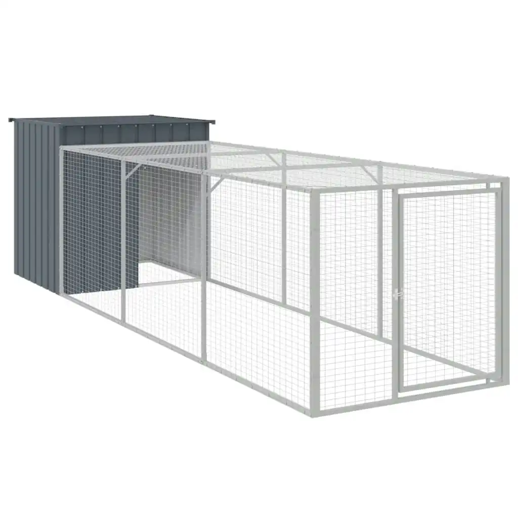 Chicken Cage with Run Anthracite 110x405x110 cm Galvanised Steel 3189089