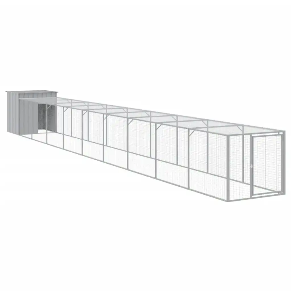 Chicken Cage with Run Light Grey 110x1017x110 cm Galvanised Steel 3189097