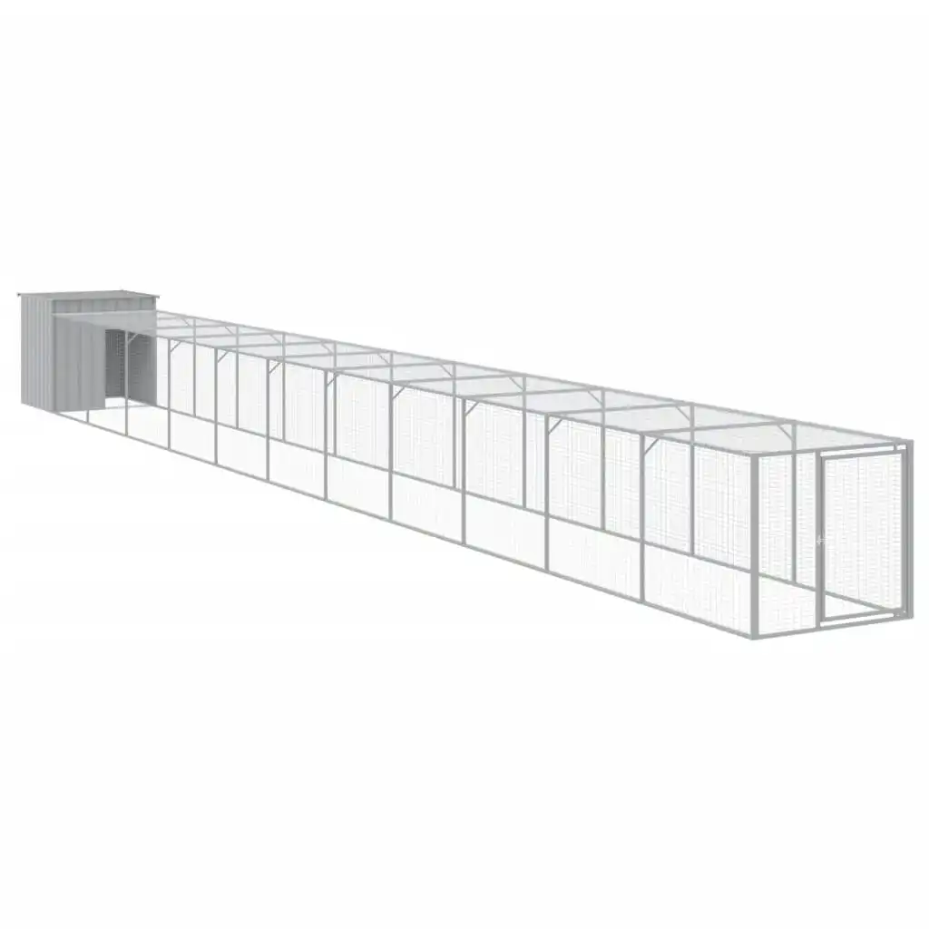 Chicken Cage with Run Light Grey 110x1221x110 cm Galvanised Steel 3189098