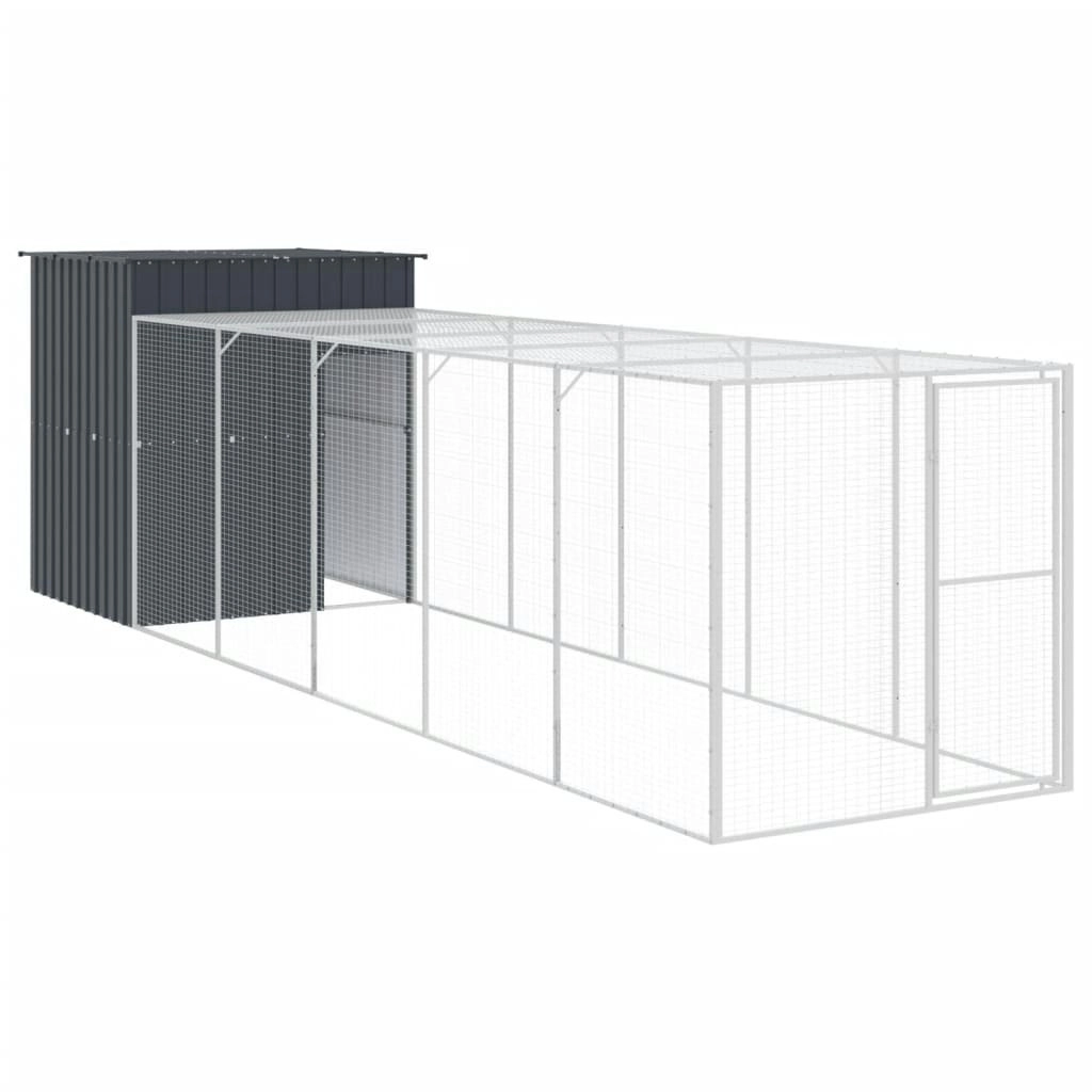 Chicken Cage with Run Anthracite 165x659x181 cm Galvanised Steel 3189110