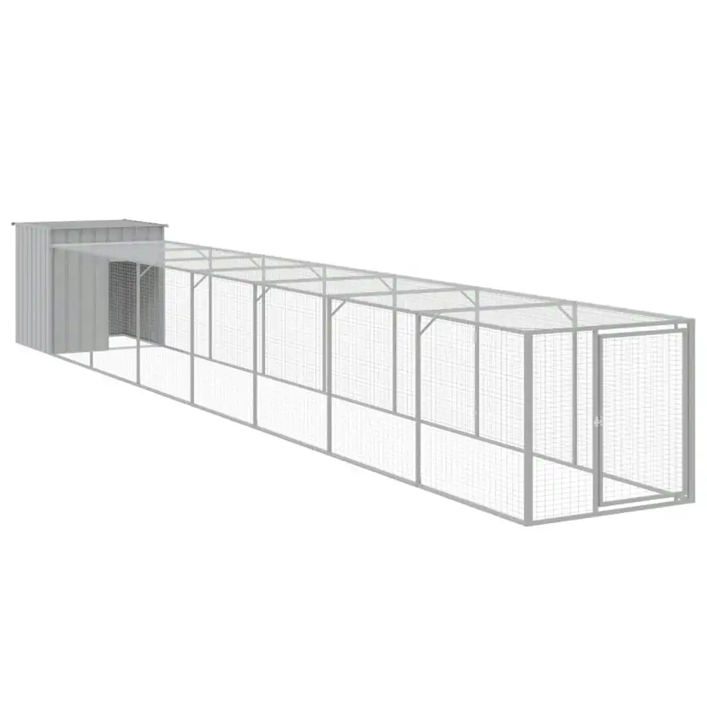 Chicken Cage with Run Light Grey 110x813x110 cm Galvanised Steel 3189096