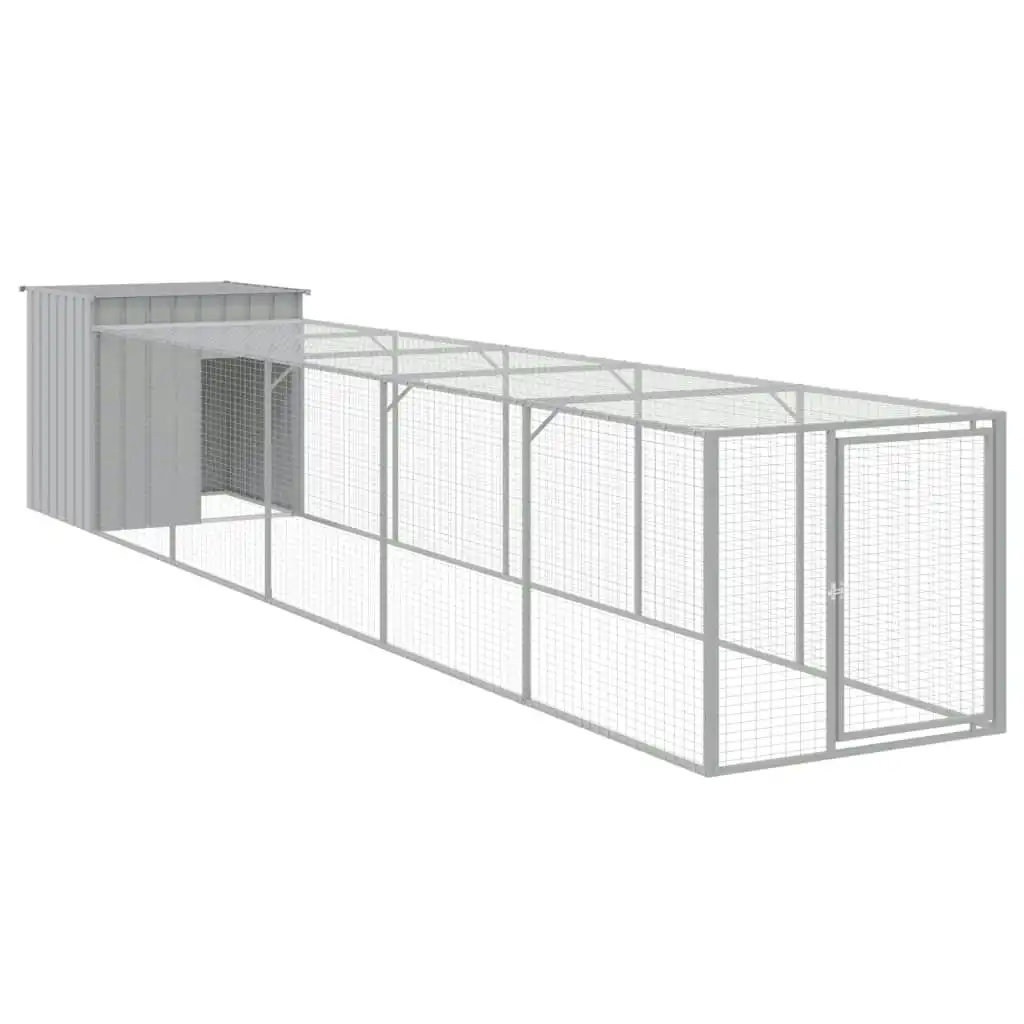 Chicken Cage with Run Light Grey 110x609x110 cm Galvanised Steel 3189095