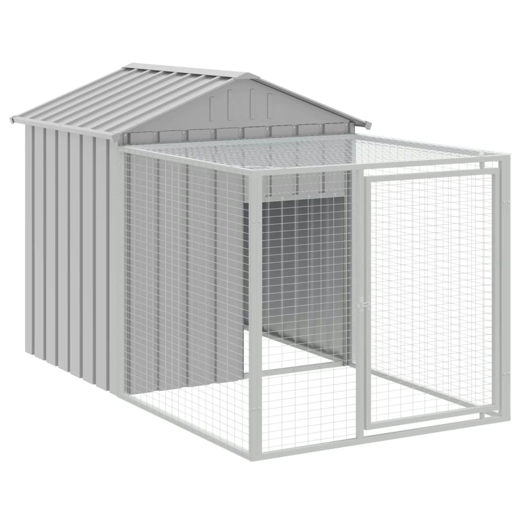 Chicken Cage with Run Light Grey 117x201x123 cm Galvanised Steel 172354