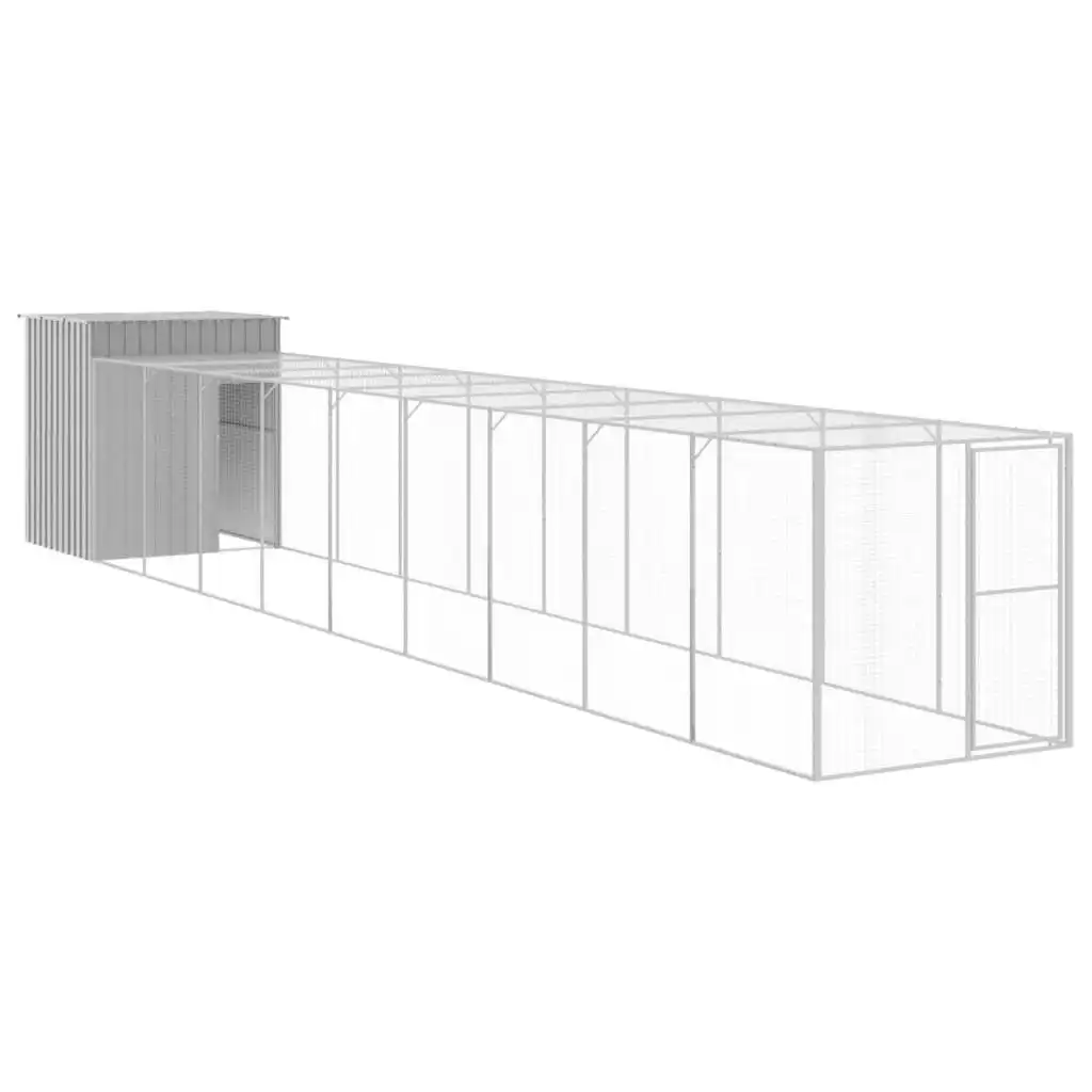 Chicken Cage with Run Light Grey 165x1067x181 cm Galvanised Steel 3189117