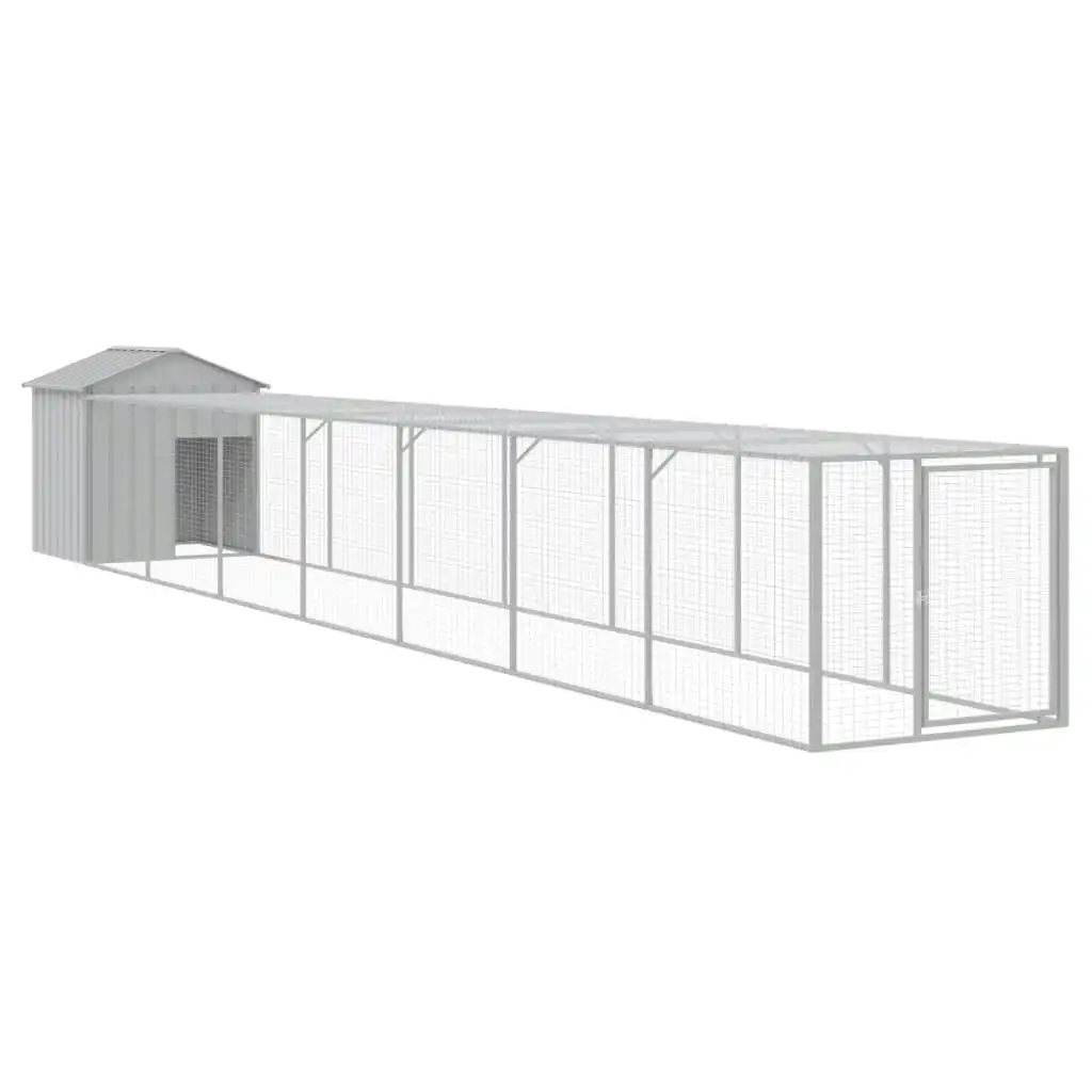 Chicken Cage with Run Light Grey 117x813x123 cm Galvanised Steel 3189076