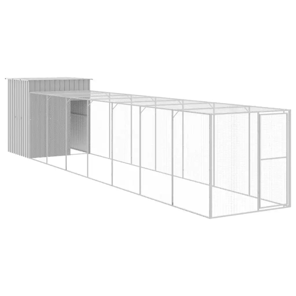 Chicken Cage with Run Light Grey 165x863x181 cm Galvanised Steel 3189116