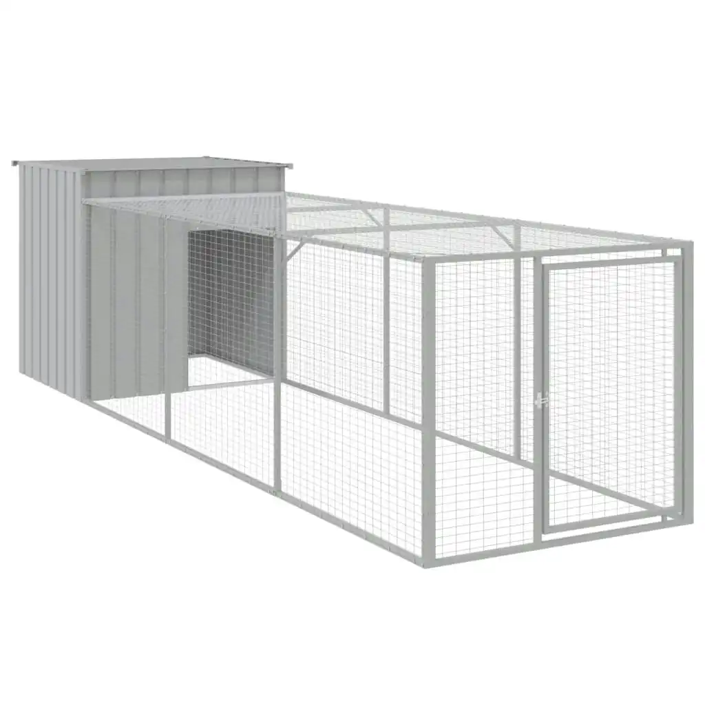 Chicken Cage with Run Light Grey 110x405x110 cm Galvanised Steel 3189094