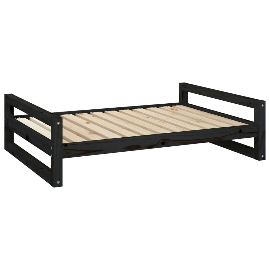 Dog Bed Black 105.5x75.5x28 cm Solid Pine Wood 821491