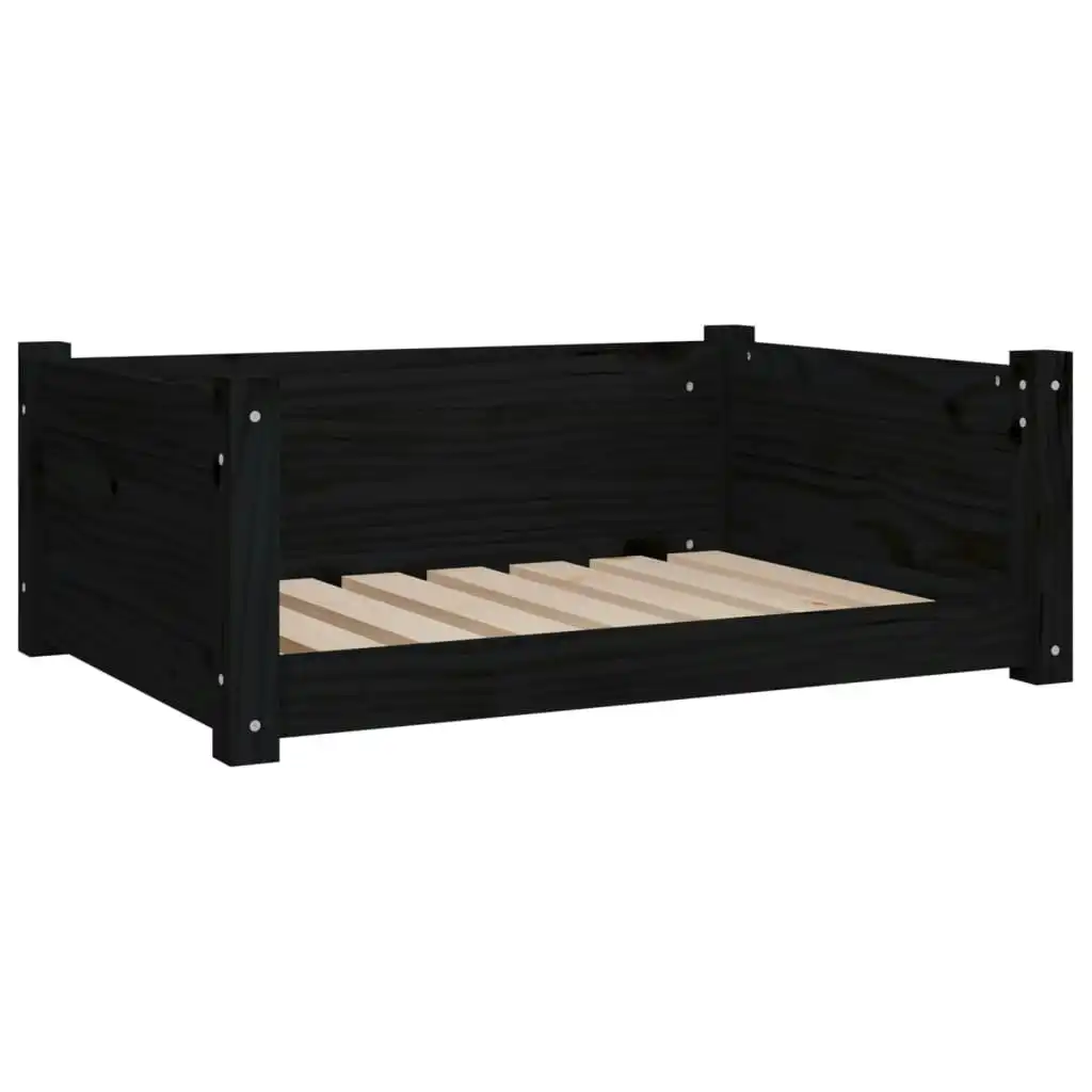 Dog Bed Black 75.5x55.5x28 cm Solid Pine Wood 821456