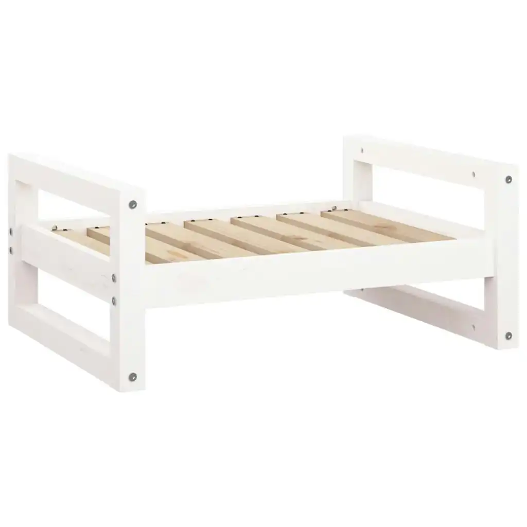 Dog Bed White 65.5x50.5x28 cm Solid Pine Wood 821473