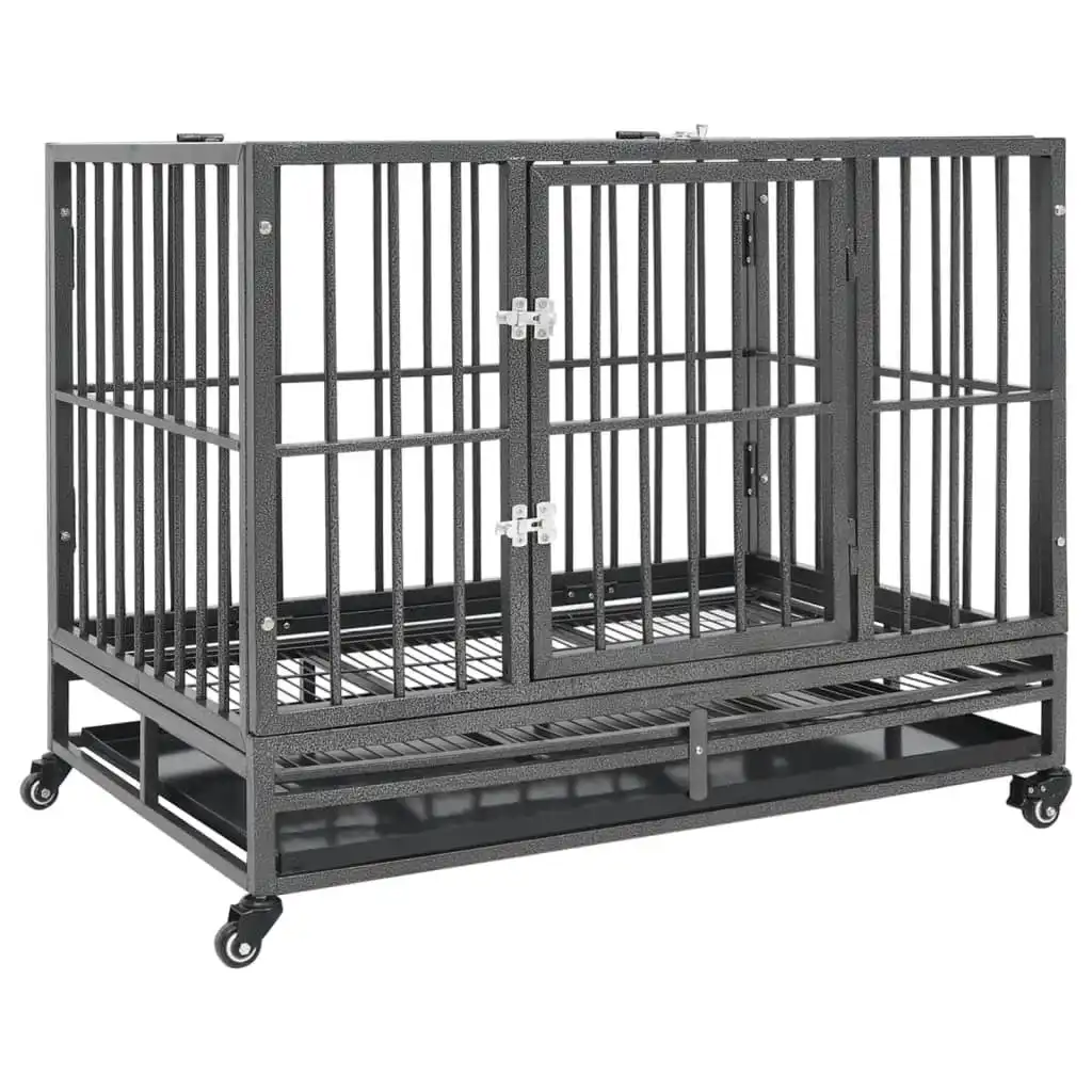 Dog Cage with Wheels Steel 92x62x76 cm 171491