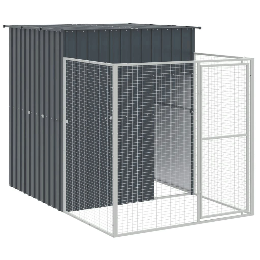 Dog House with Run Anthracite 165x251x181 cm Galvanised Steel 172365