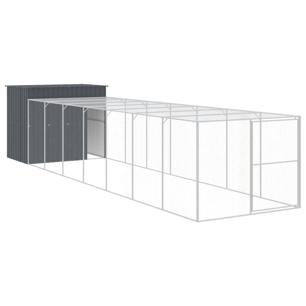 Dog House with Run Anthracite 214x865x181 cm Galvanised Steel 3189134