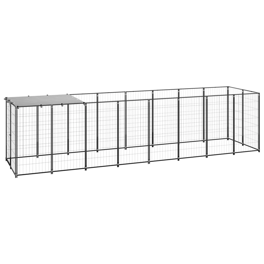 Dog Kennel Black 4.84 mÂ² Steel 3082200