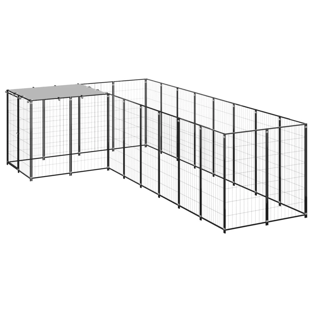 Dog Kennel Black 6.05 mÂ² Steel 3082225